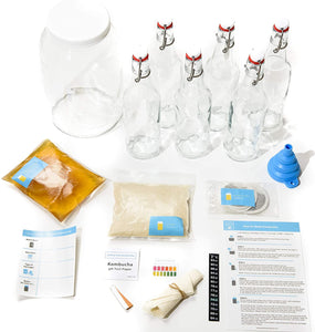 Deluxe Kombucha Brewing Kit with Kombucha SCOBY and Six Flip Top Bottles